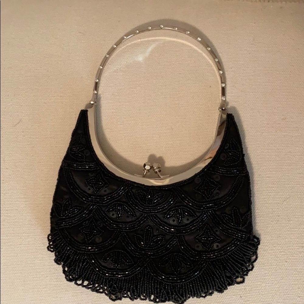 Black sequined evening bag